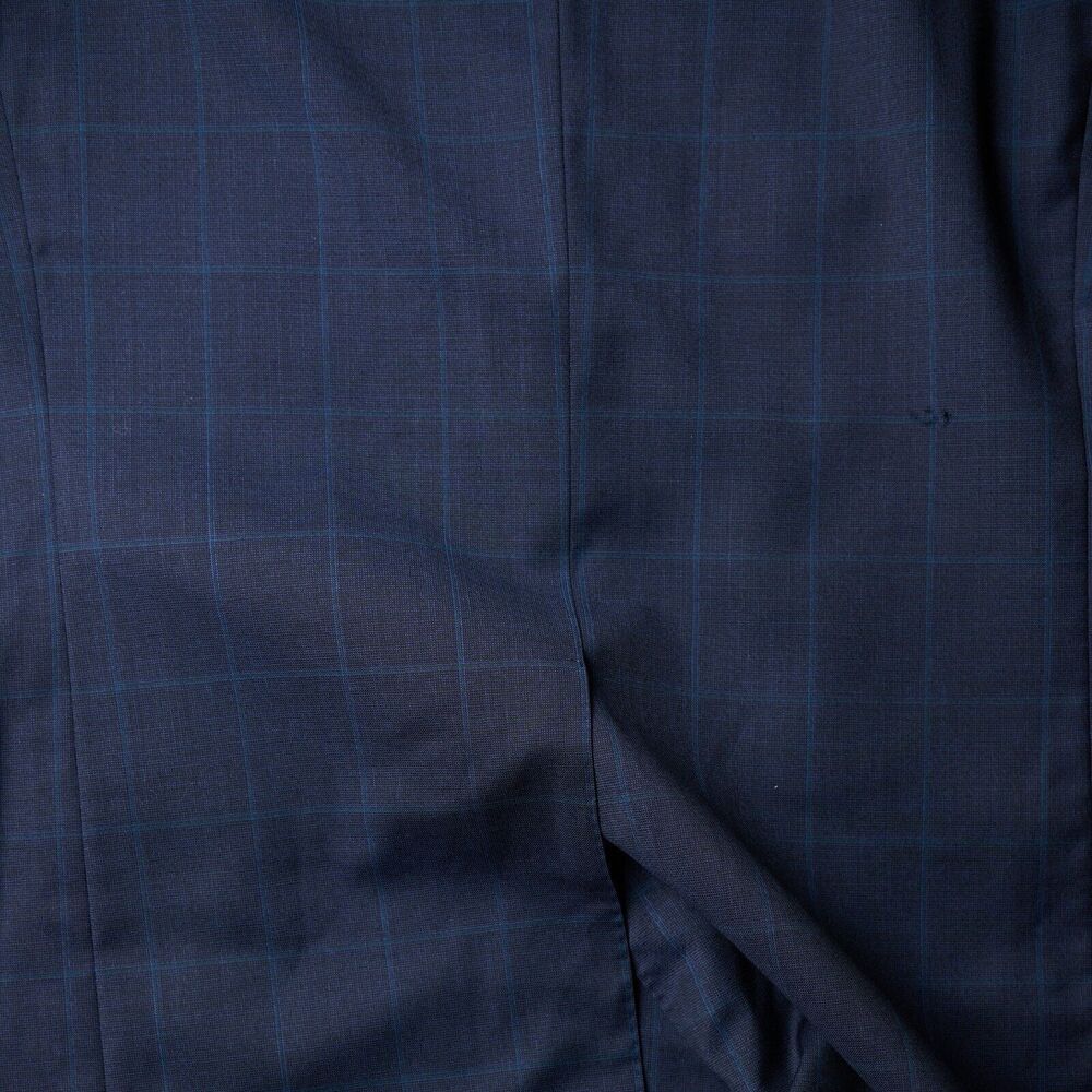 Canali Men’s Sport Coat 40R Navy Check Wool Cupro 2-Button Blazer Hole on Sleeve - Picture 8 of 11
